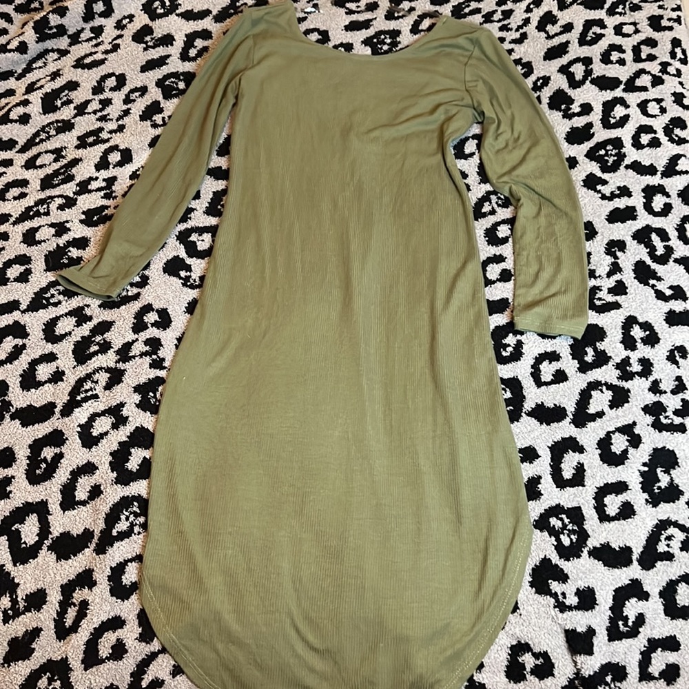 LA Hearts long sleeve olive green dress